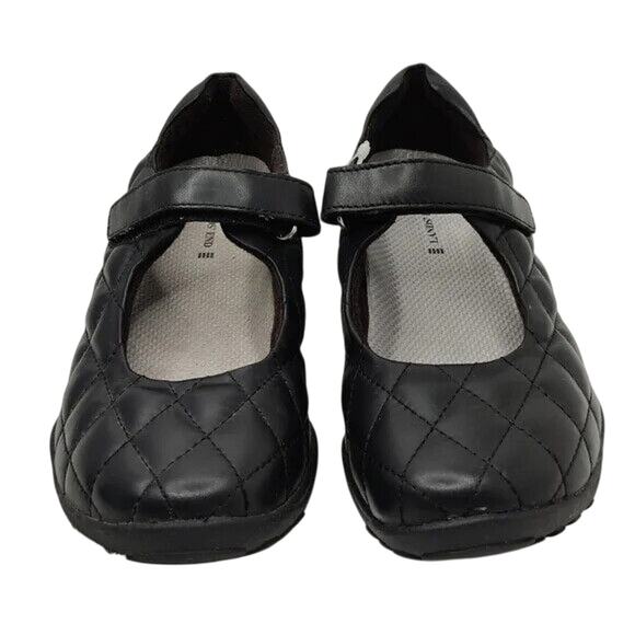 New Lands End Black Leather Mary Jane Shoes Sz 4Y fits W6 - Picture 1 of 7